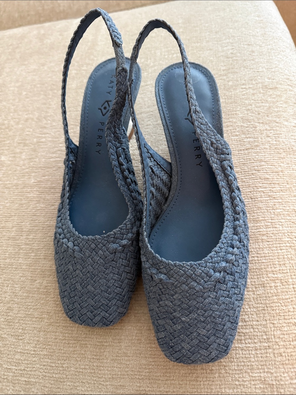 Katy Perry Collections Braided Slingback Heels in Charcoal Gray